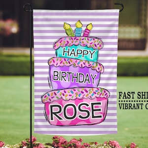 Personalized Happy Birthday Flag, Personalized Birthday Flag, Birthday Party Flag, Birthday Garden Flag, Birthday Garden Flag