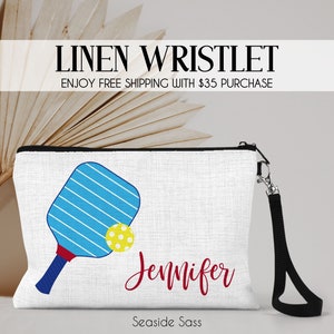 Personalized Pickleball Bag, Personalized Pickleball Make Up Bag, Custom Pickleball Toiletry Bag, Pickleball Gift Ideas, Pickleball Wristlet