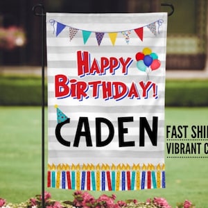 Personalized Happy Birthday Flag, Personalized Birthday Flag, Birthday Party Flag, Birthday Garden Flag, Birthday Garden Flag