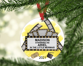 Theater ornament, Actor Actress Ornament, Personalized Broadway Ornament, Personalized now Playing Ornament, Personalized Marquee Ornament