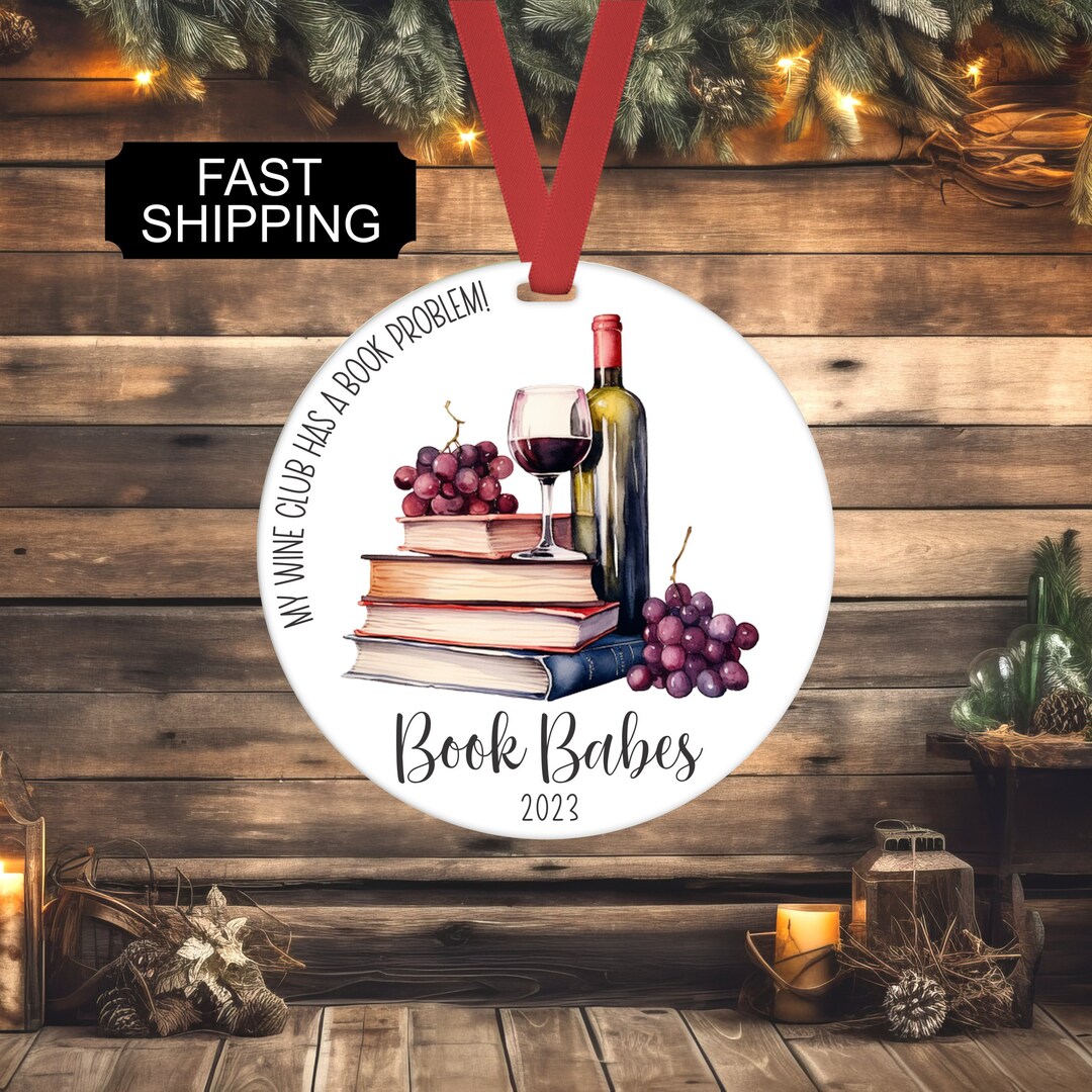 Book Club Ornament, Book Club/ Wine Club, Book Club Gift, Book Ornament ...