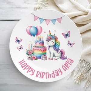 Personalized Plate, Personalized Cake Plate, Personalized Gift, Birthday Gift, Unicorn Plate, Kids Birthday Plate, Birthday gift, Unicorn