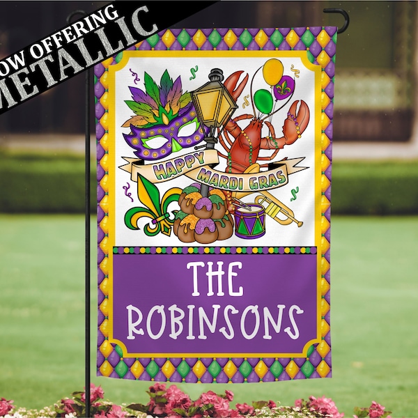 Mardi Gras Flag, Garden Flag, Personalized Mardi Gras Garden Flag, Mardi Gras, Mardi Gras Yard Flag, Garden Decor, Personalized Flag