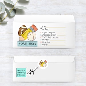 School Money Envelope, Lunch Money, School Supplies, School Organizer, Personalized Envelopes for School, School Form Envelope, Rainbow Gift