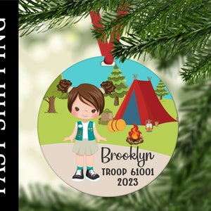 Personalized Junior Scout Ornament, Girl Scout Gift, Troop Gift, Juniors, Girl Scouts Ornament, Gift for Girl Scout