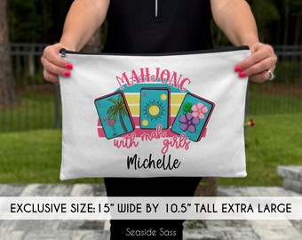 Large Mahjong Tile Bag, Personalized Mahjong Zipper Pouch, Personalized Mahjong Tile Bag, Mahjong Gift, Mahjong Lover, Mahjong Bag