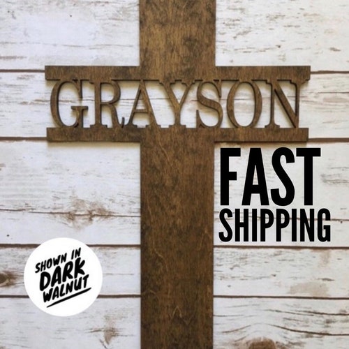 Baptism Gift Wooden Name Cross Personalized Cross First Etsy