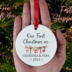 First Christmas As Grandparents Ornament, Grandparent Gift, Grandparents Christmas Ornament, Personalized Grandma Grandpa Keepsake
