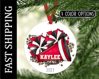 Personalized Cheer Ornament, Cheerleader Ornament, Watercolor Cheerleading Gift, Girls Ornament, Cheer Team, Cheer Team Sports Gift
