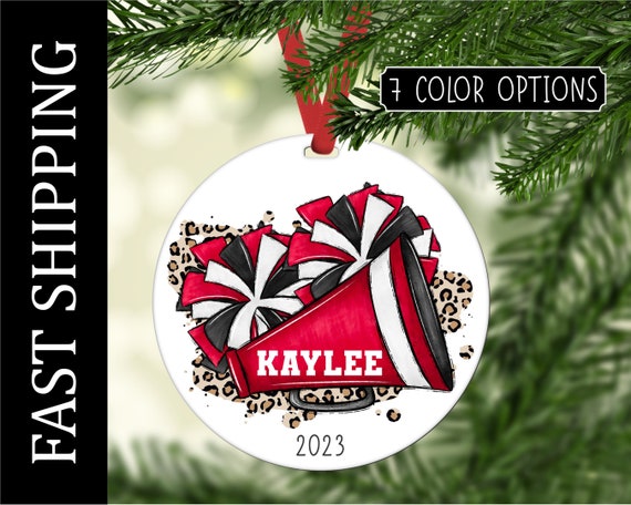 Personalized Cheer Ornament, Cheerleader Ornament, Watercolor Cheerleading Gift, Girls Ornament, Cheer Team, Cheer Team Sports Gift