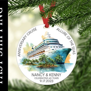 Personalized Cruise Ornament, Cruise Gift, Christmas Gift for Friends, Cruise, Cruise Keepsake, Anniversary Cruise, Anniversary Ornament