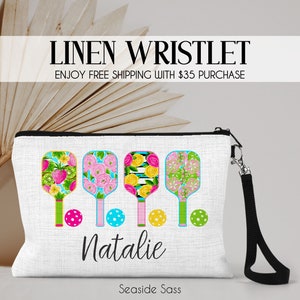 Personalized Pickleball Bag, Personalized Pickleball Make Up Bag, Custom Pickleball Toiletry Bag, Pickleball Gift Ideas, Pickleball Wristlet