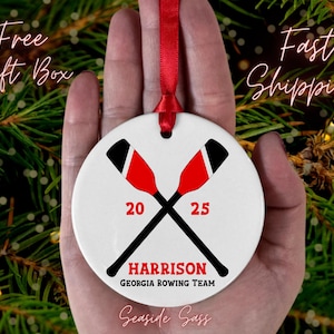 Crew Ornament, Personalized Rowing Christmas Ornament, Tree Ornament Gifts for Rowers, Crew Teams, Crew Team Gifts, Senior Crew Gifts