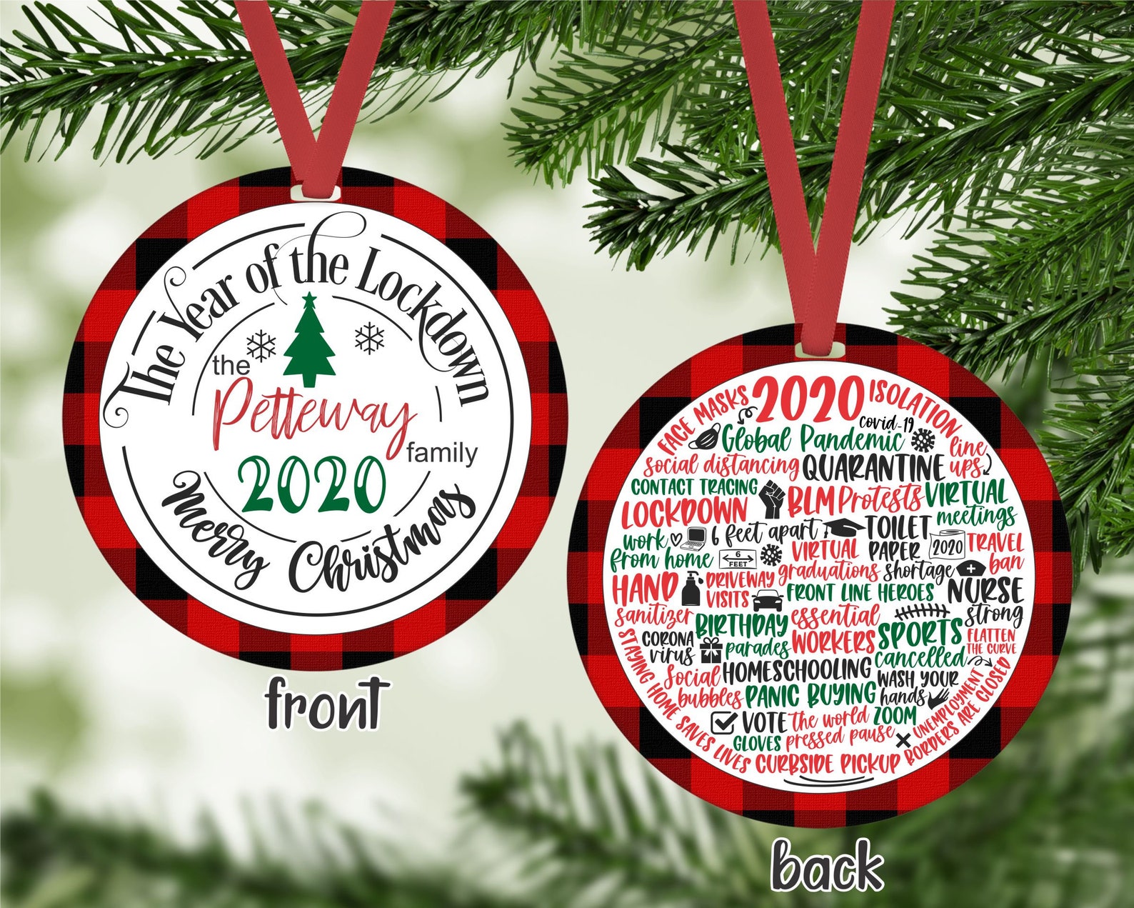 2020 Ornament Quarantine Ornament Christmas Ornament Custom Etsy