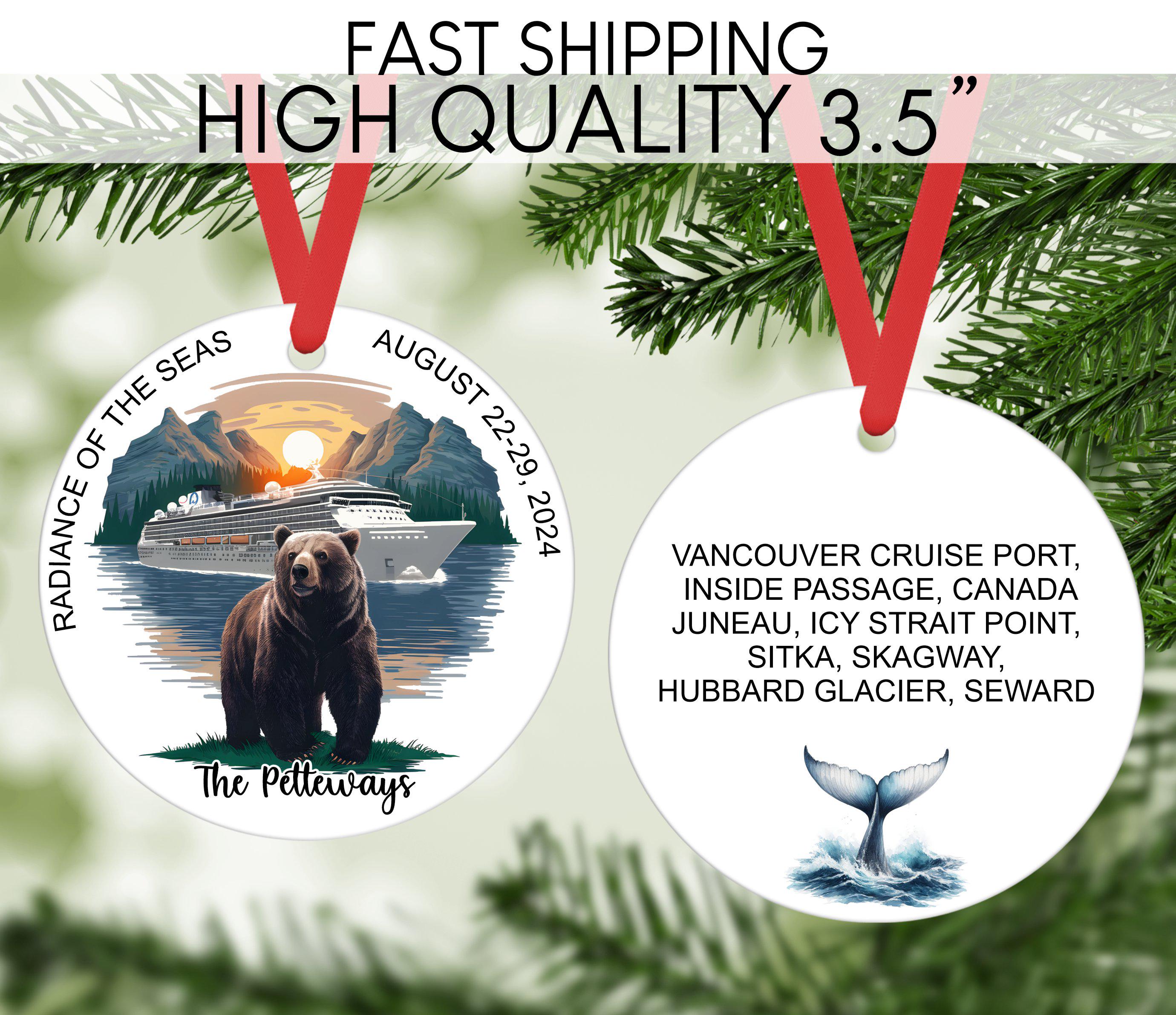 Personalized Alaska Cruise Ornament, Cruise Gift, Christmas Gift for Friends, Cruise, Cruise Keepsake, Alaska Cruise Gift, Alaskan Cruise