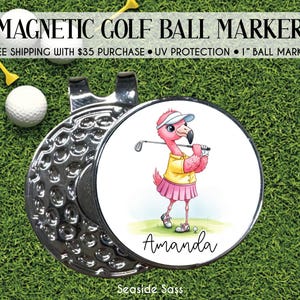 Personalized Golf Ball Marker, Girls Golf Gifts, Golf Gift, Personalized Ball Marker, Personalized Golf Gift, Golf Lover Gift, Flamingo Golf