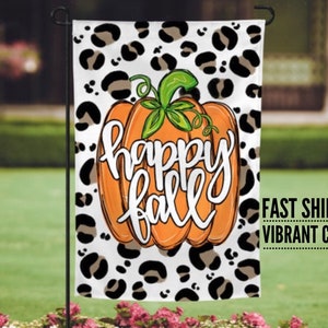 fall garden flag, leopard pumpkin garden flag, pumpkin garden flag, garden flag, yard flag, Halloween yard flag, welcome garden flag