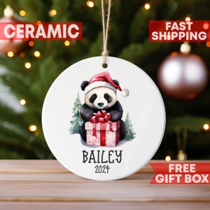 Christmas Ornament, Panda Ornament, Panda, Ornament, Panda Gift, Custom Ornament, Panda Bear, Kids Ornament, Name Ornament, Holiday Ornament
