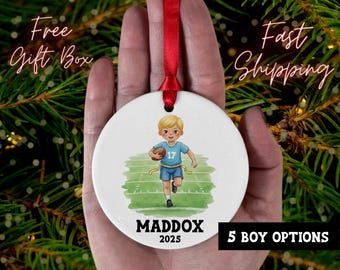 Personalized Flag Football Boy Ornament, Custom Sports Gift for Boys, Flag Football Ornament, Flag Football Player Keepsake, Flag Football