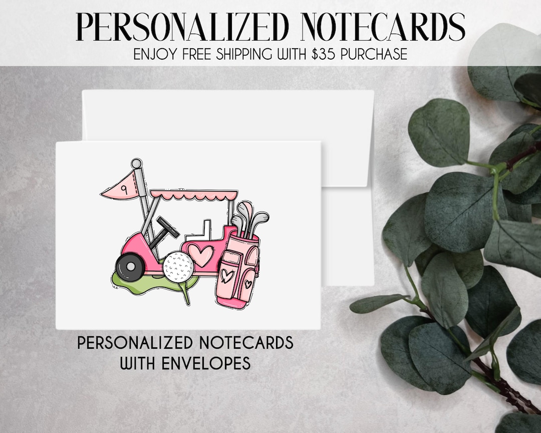 Golf Notecard Gift Set, Golf Stationary, Flat Notecard Set ...