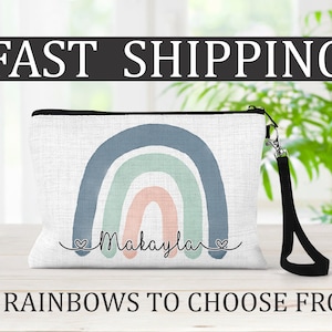 Rainbow Makeup Bag, Personalized Makeup Bag, Toiletry Bag, Kids School Gift, Kids Travel Bag, Kids Toiletry Bag, Tooth brush Holder, Rainbow
