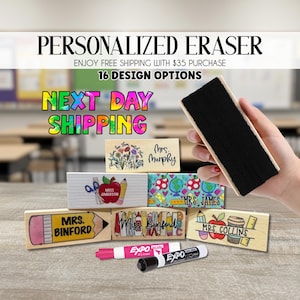 Personalized Teacher Gift, Whiteboard erase, Teacher Gift, Teacher appreciation gift, Teacher Eraser, Teacher Christmas Gift, Printed Eraser