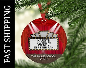 Theater ornament, Actor Actress Ornament, Personalized Broadway Ornament, Personalized now Playing Ornament, Personalized Marquee Ornament