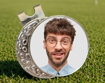 Photo Golf Marker, Personalized Golf Marker, Golf Marker and Visor Clip Set, Custom Golf Gifts, Custom Golf Fathers Day Gift, Golf Accessory