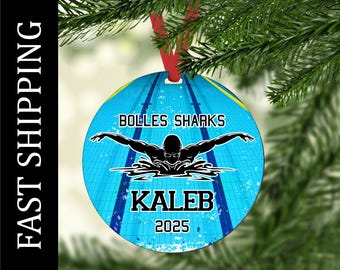 Personalized Swim Ornament, Swimmer Christmas Ornament, Swim Team Gift, Swimming Ornament, Swim Coach Gift