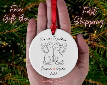 Cat Loss Ornament, Cat Memorial Gift, Cat Sympathy Gift, Loss of Cat, Pet Loss Gift, Cat with Wings Ornament, Cat Ornament, Cat Memorial
