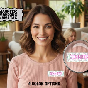Personalized Mahjong Name Tag, Magnetic Mahjong Party Badge, Mahjong Instructor Name Tag, Mahjong Party Name Tag, Mahjong Night Accessory