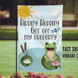 Frog Flag, funny garden flag,  garden flag, funny yard flag, get off my property flag, funny gift, funny housewarming gift, frog garden flag