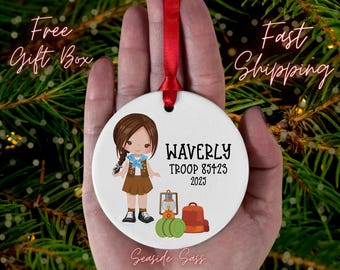 Personalized Brownie Scout Ornament, Girl Scout Gift, Troop Gift, Brownies, Girl Scouts Ornament, Gift for Girl Scout