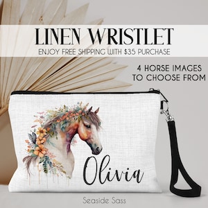 Personalized Horse Pouch, Horse Bag, Personalized Gift, Horse Makeup Bag, Horse Lover Gift,  Equestrian Gifts, Gift For Horse Lover