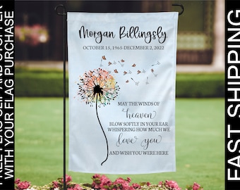 Bandera conmemorativa para jardín, bandera personalizada para jardín, bandera a medida para jardín, bandera para jardín, bandera personalizada, bandera conmemorativa, bandera para cementerio