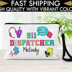 Personalized 911 Dispatcher Gifts, Personalized Dispatcher Bag, Custom 911 Toiletry Bag, 911 Dispatcher, Dispatcher Gift, 911 operator Gift