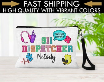 Personalized 911 Dispatcher Gifts, Personalized Dispatcher Bag, Custom 911 Toiletry Bag, 911 Dispatcher, Dispatcher Gift, 911 operator Gift