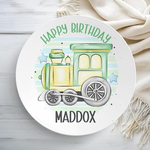 Personalized Train Plate, Personalized Train Cake Plate, Personalized Gift, Train Birthday Gift, Train Plate, Kids Birthday Plate, Birthday