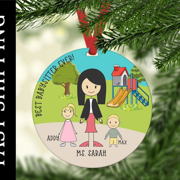 Personalized Babysitter Gift, BabySitter Ornament, Best Babysitter Ever, Christmas Gift for Babysitter, Babysitter Christmas Gift