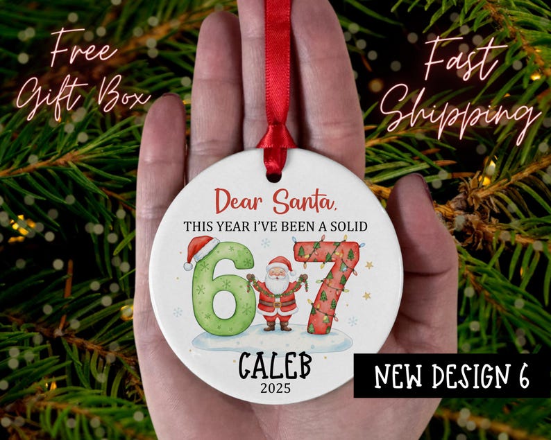 Personalized Six Seven Christmas Ornament, Custom 6 7 Funny Keepsake for kids, Family, Trending Six Seven, Six Seven Gift, 6 7 Ornament Option 6