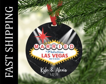 Personalized Wedding Ornament,  Married in Vegas, Vegas Wedding Gift, Vegas Wedding Ornament, Las Vegas Wedding, Vegas Gift, Las Vegas Gift