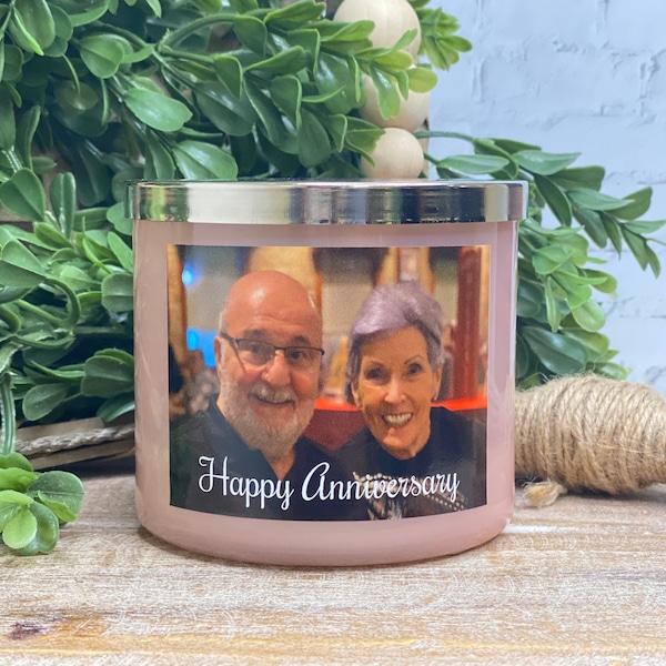 Anniversary candle label, Photo Candle label, picture labels for candles, Candle labels with photos, candle label for couple with photo