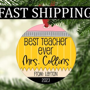 Teacher ornament, Teacher Christmas Ornament, Personalized Teacher Ornament, Teacher Gift, Teacher Appreciation Gift, Gift for Teacher