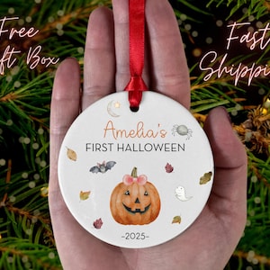 First Halloween Ornament, Baby’s 1st Halloween Keepsake, Personalized Pumpkin Ornament,  New Baby Gift 2025, Babies First Halloween Gift