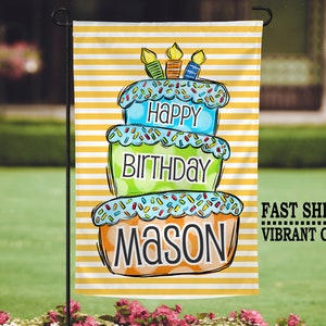 Personalized Happy Birthday Flag, Personalized Birthday Flag, Birthday Party Flag, Birthday Garden Flag, Birthday Garden Flag