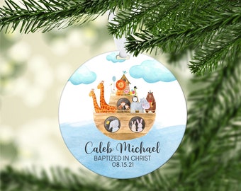 Personalized Baptism Ornament, Noah's Ark Baptism gift, Noah's Ark baptism ornament, baptism gift boy, baptism gift boy, Noah's Ark