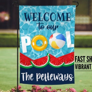 Personalized Pool Flag, personalized pool entry flag, garden flag, personalized flag, welcome to our pool flag, pool rules, pool rules flag