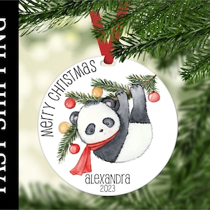 Christmas Ornament, Panda Ornament, Panda, Ornament, Panda Gift, Custom Ornament, Panda Bear, Kids Ornament, Name Ornament, Holiday Ornament