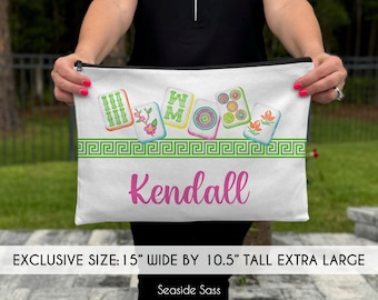 Large Personalized Mahjong Bag, Personalized Mahjong Zipper Pouch, Mahjong Tile Bag, Game Tile Bag, Mahjong Gift, Mahjong Lover, Mahjong Bag