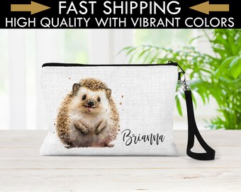 Personalized Hedgehog Makeup Bag, Hedgehog Bag, hedgehog Makeup Organizer, Toiletry Bag, Zipper Pouch, Hedgehog Lover Gift, Hedgehog